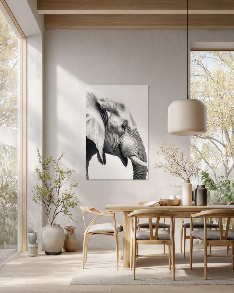 Hljóðvistarmynd fíll svarthvítur 1220x1800x20 mm InEx