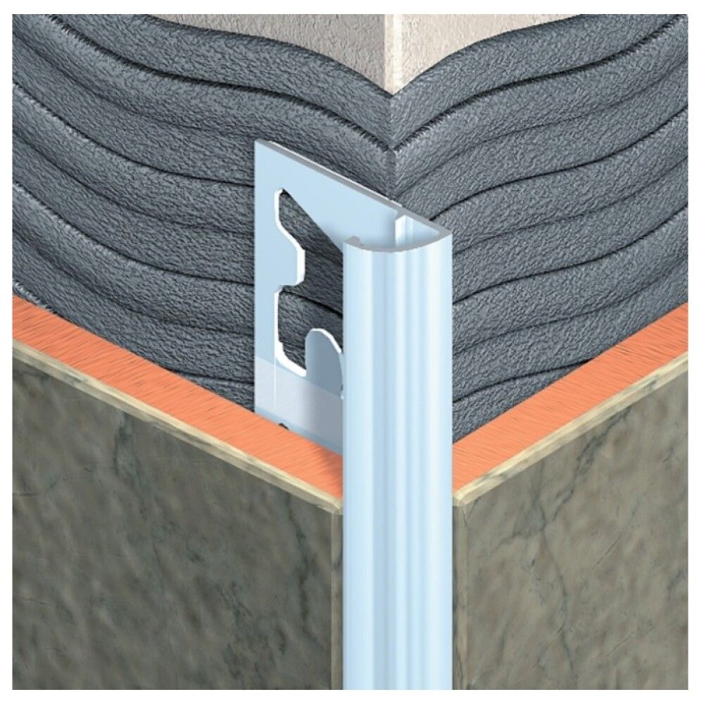 Flísaprófíll rúnaður 2700x27x10mm Wallmann silfur ál