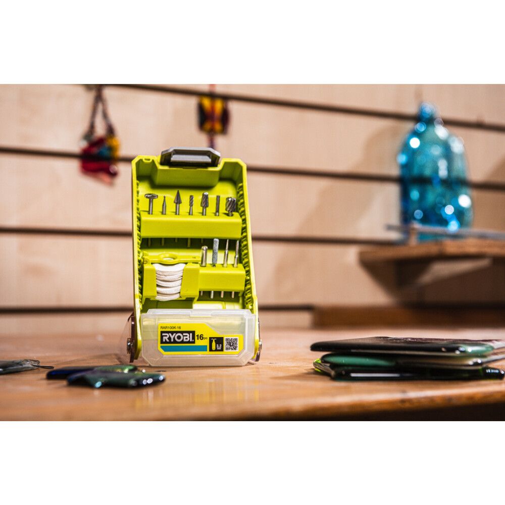 Módelfræsisett skurðar og fræs Ryobi RAR100K-16 16 stk