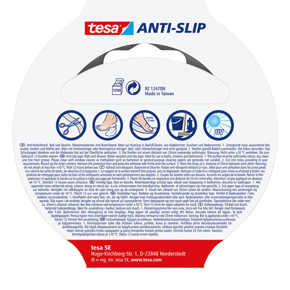 Hálkulímband fyrir baðherbergi Tesa slip 25mm x 5m glært