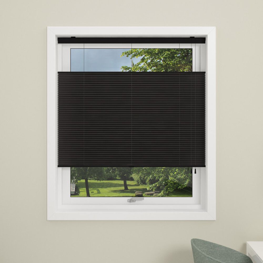 Plíseruð gardína 120x160 cm Debel Touch Split svört