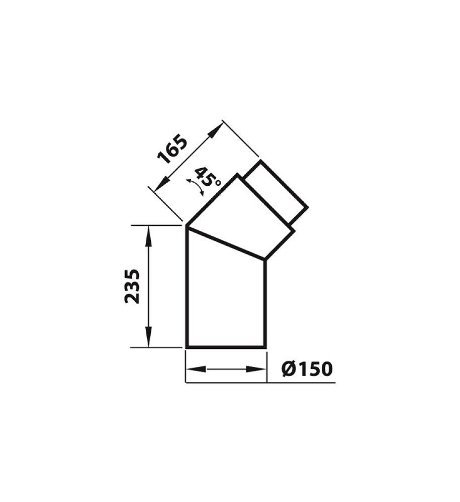 Rör fyrir kamínu 45° Ø150 mm Aduro svart