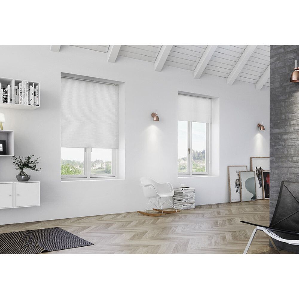 Plíseruð myrkvunargardína 90x210 cm Debel Dubai hvít