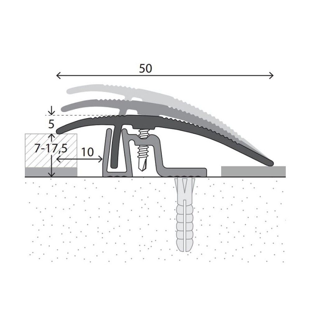 Teppalisti 90x5 cm Logoclic silfur