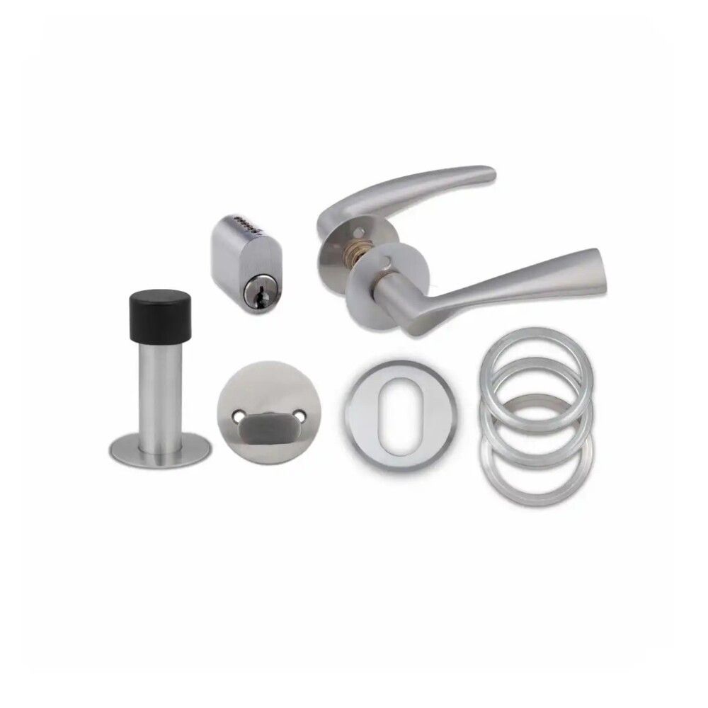 Hurðarhúnn og læsing Jasa Saturn silfur