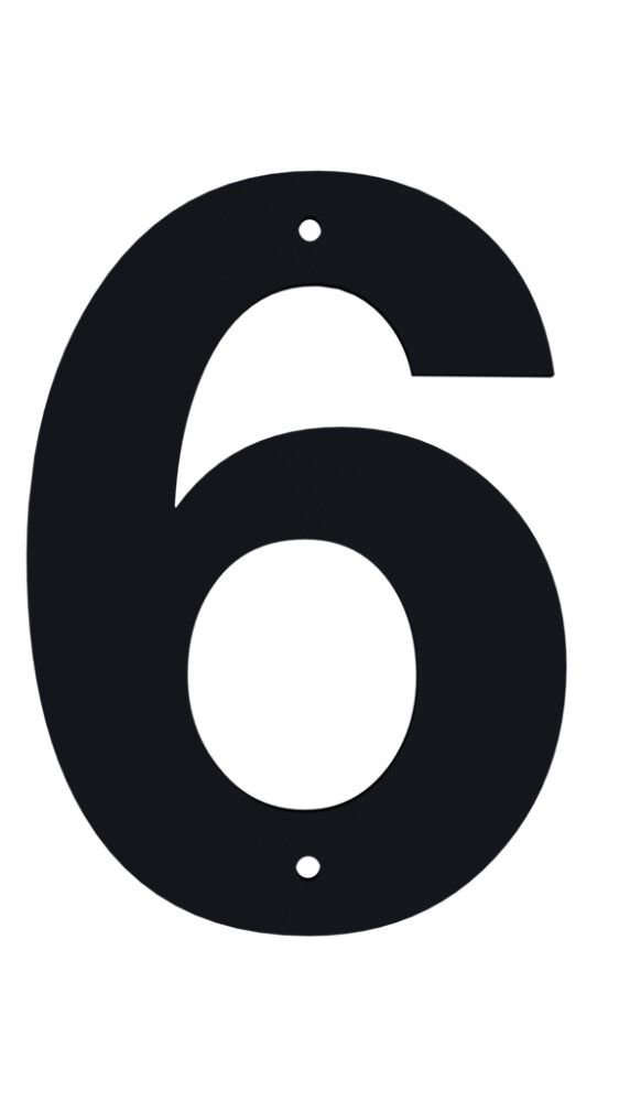 Húsnúmer nr. 6 Allux 10 cm svart