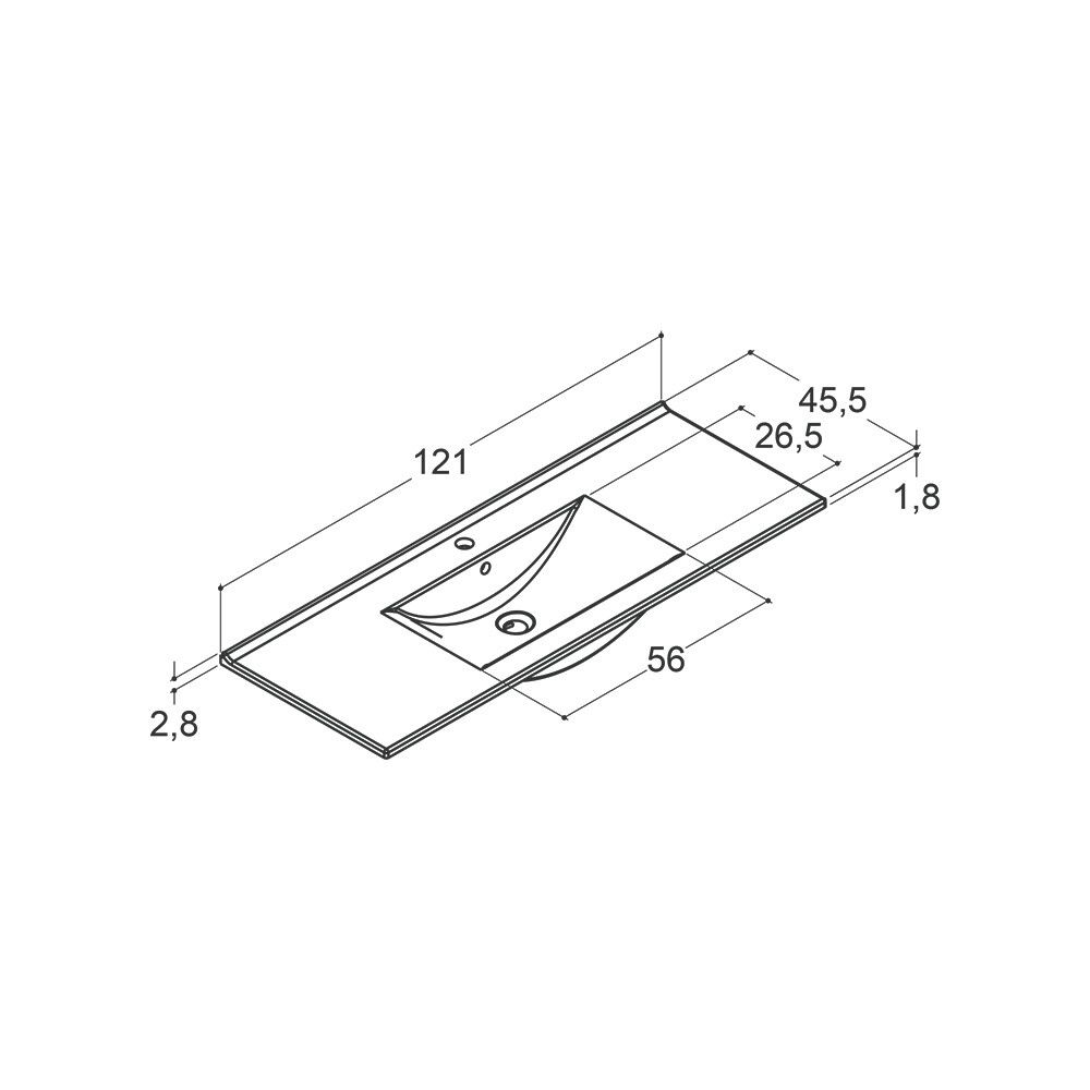 Handlaug 120cm Scanbad Arial hvít