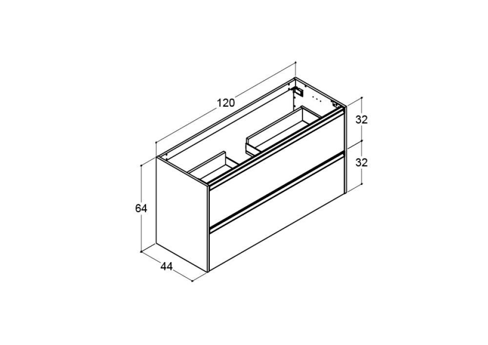 Handlaugarskápur 64x120x44cm Scanbad Intergrated brún eik