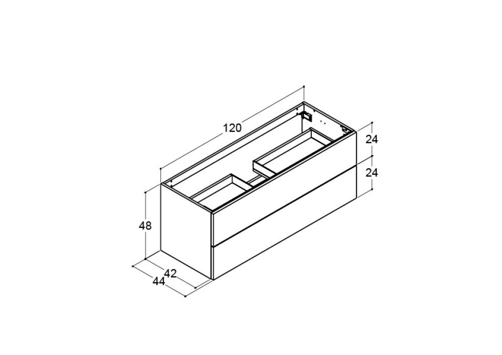 Handlaugarskápur 48x120x44cm Scanbad matt hvít