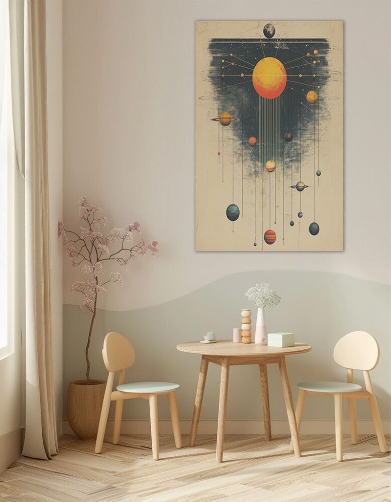 Hljóðvistarmynd sólkerfi ljós 800x1220x20 mm InEx