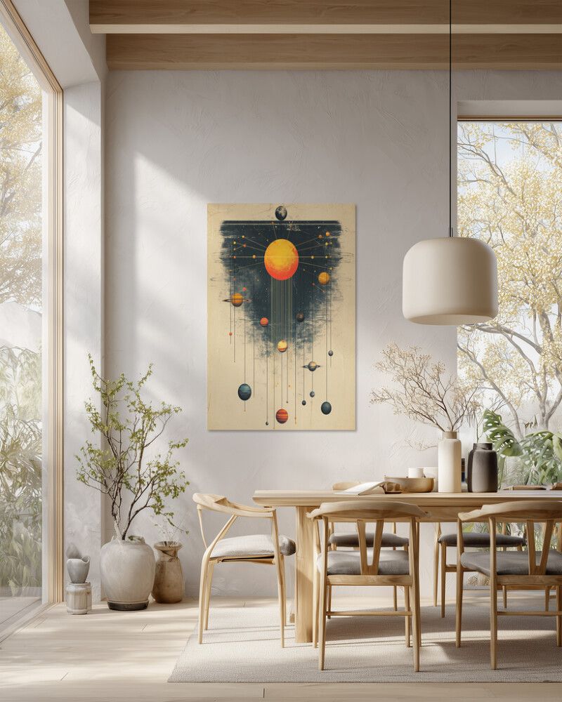 Hljóðvistarmynd sólkerfi ljós 800x1220x20 mm InEx