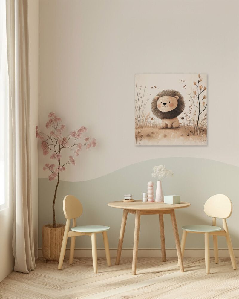 Hljóðvistarmynd sitjandi ljón 600x600x20 mm InEx