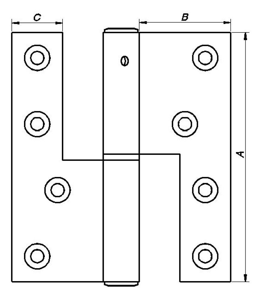 Löm fyrir hurð vinstri 123x45mm PN galv.