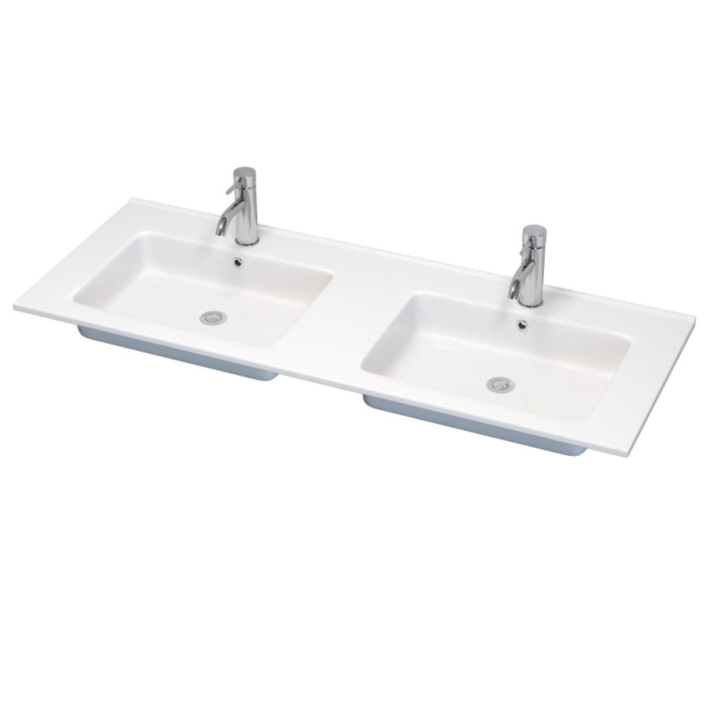 Handlaug tvöföld 121x46,5 cm Svanholm Lensvik hvít