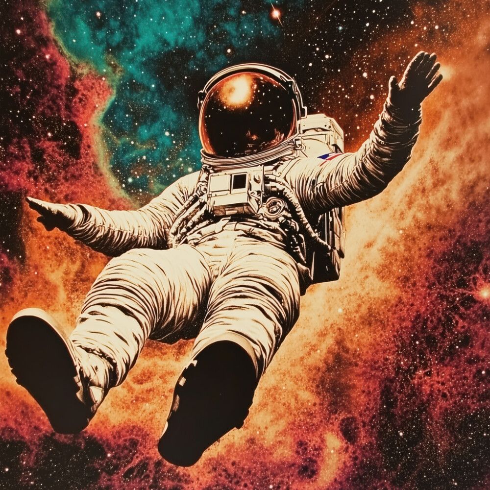 Hljóðvistarmynd geimfari 2 600x600x20 mm InEx