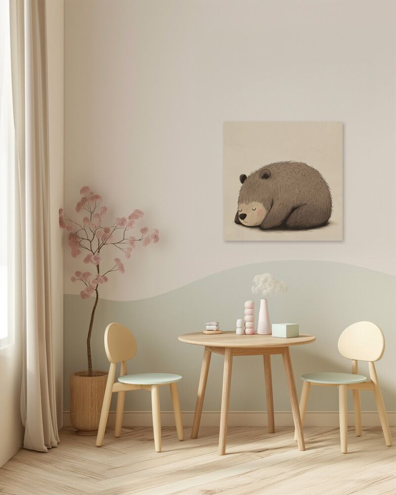 Hljóðvistarmynd björn sofandi 600x600x20 mm InEx