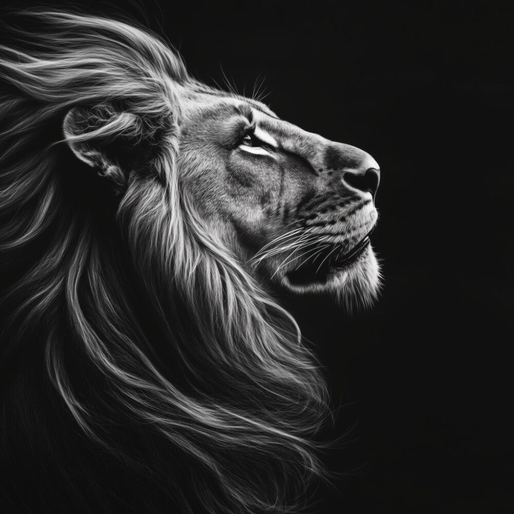 Hljóðvistarmynd ljón svarthvítt 600x600x20 mm InEx