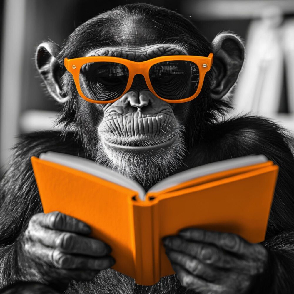 Hljóðvistarmynd api með bók 600x600x20 mm InEx