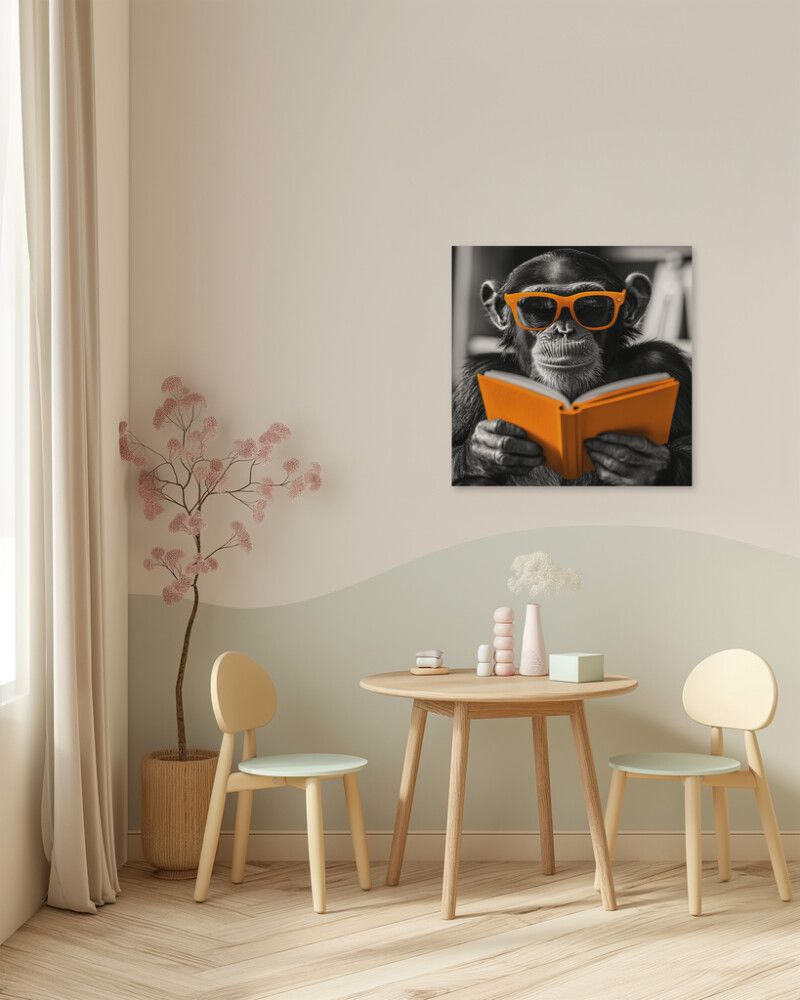 Hljóðvistarmynd api með bók 600x600x20 mm InEx