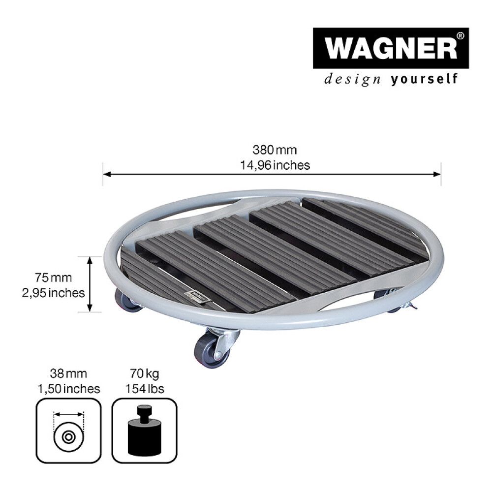 Rúllubretti fyrir blómapott Ø38mm Wagner 70kg