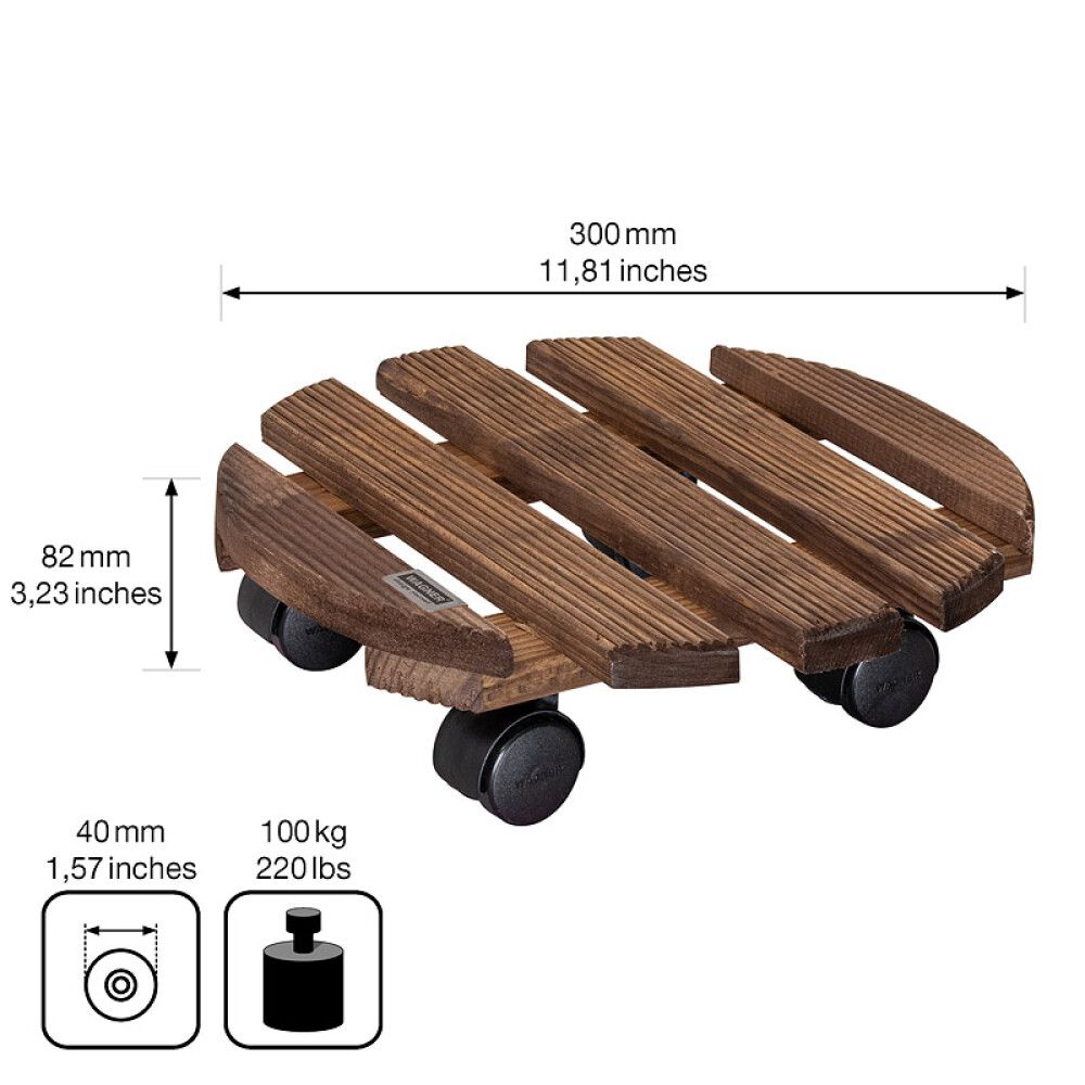 Rúllubretti fyrir blómapott Ø30cm Wagner