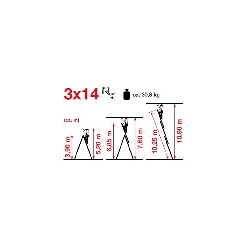 Álstigi og trappa 3x14 þrep Krause 10,25m