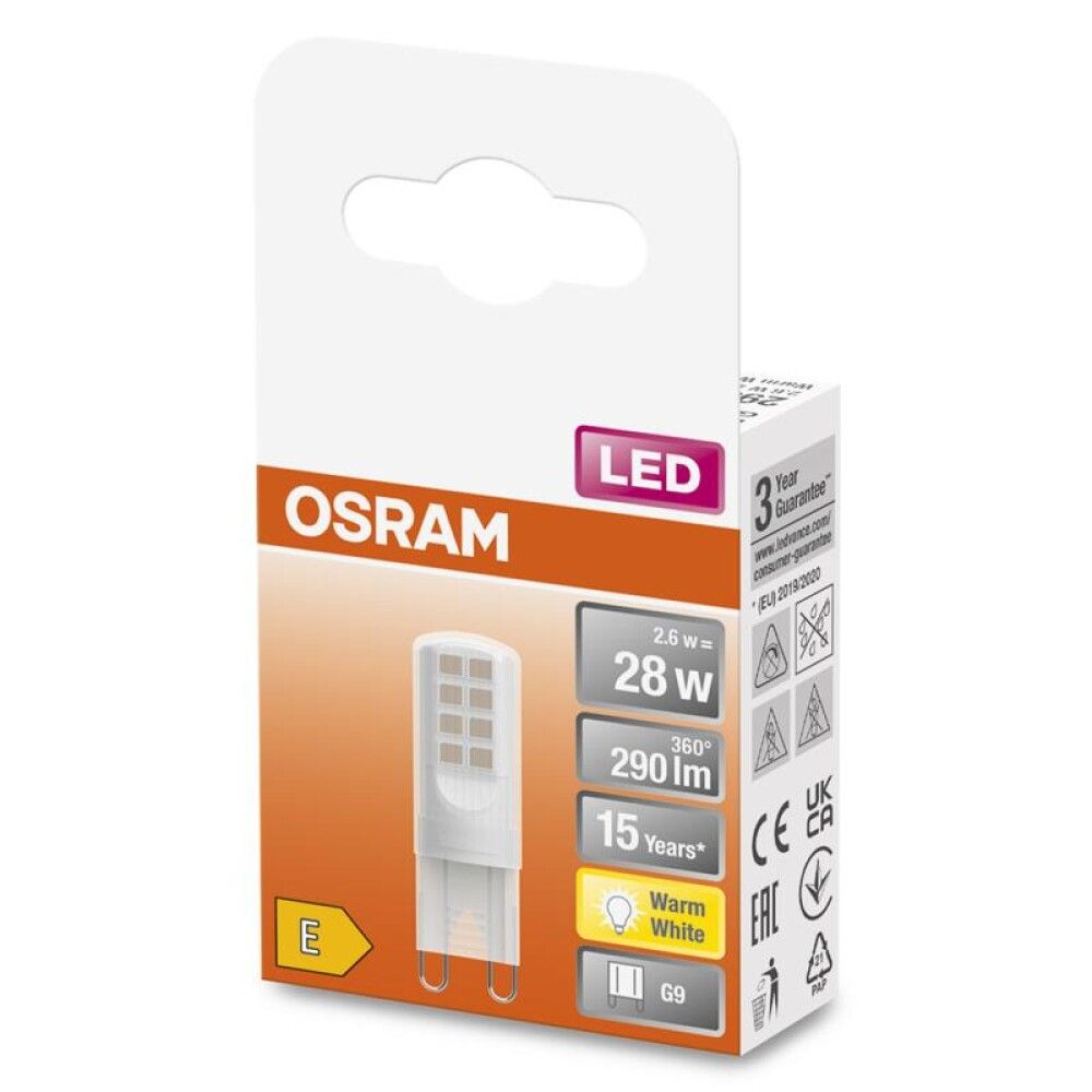 Ljósapera LED E27 2700K Osram 2,6W Ø1,5 mm
