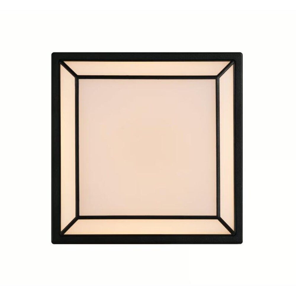 Veggljós LED Oliver Square svart 17,5x17,5 cm