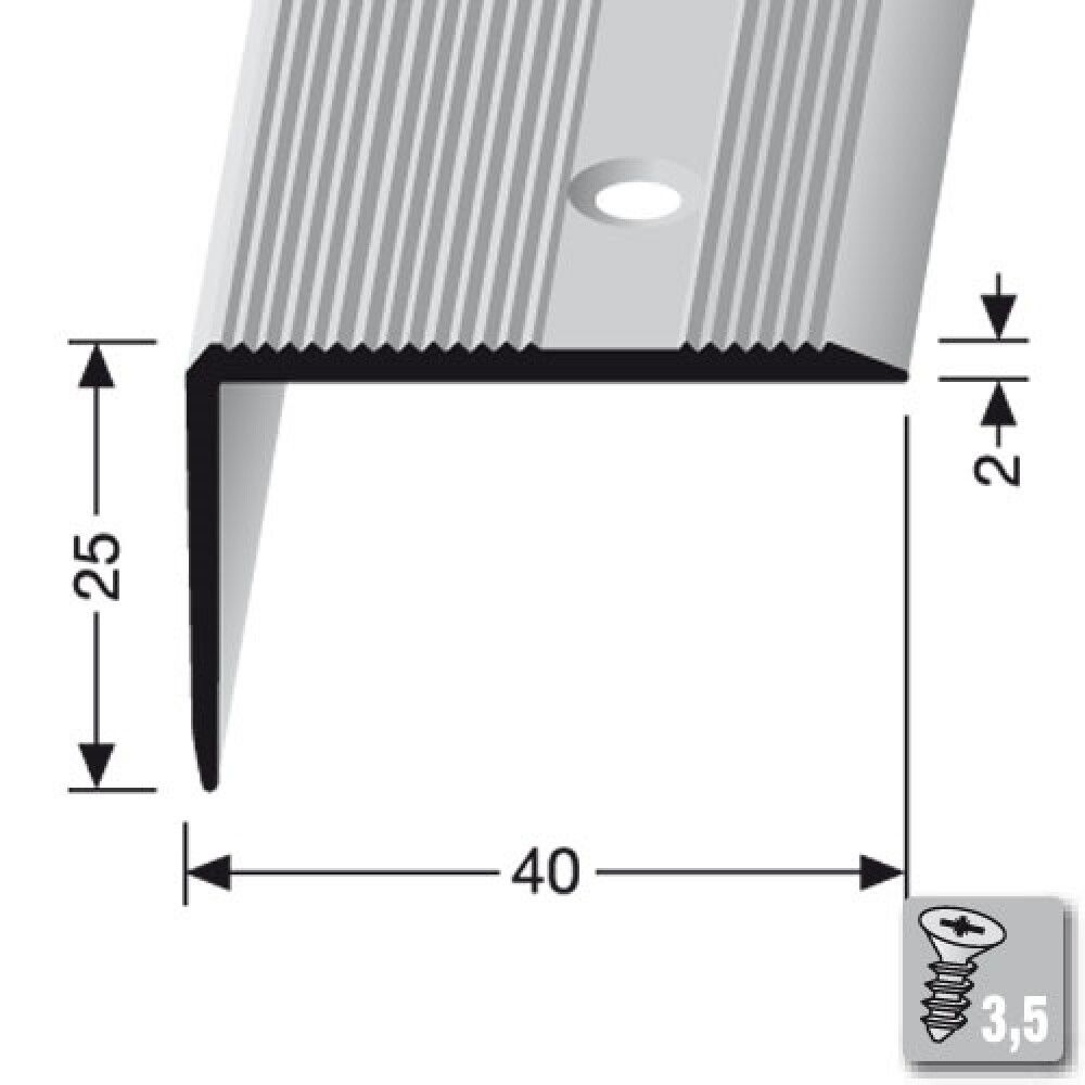 Frágangslisti vinkillisti 100x4x2,5cm Logoclic rústfrír