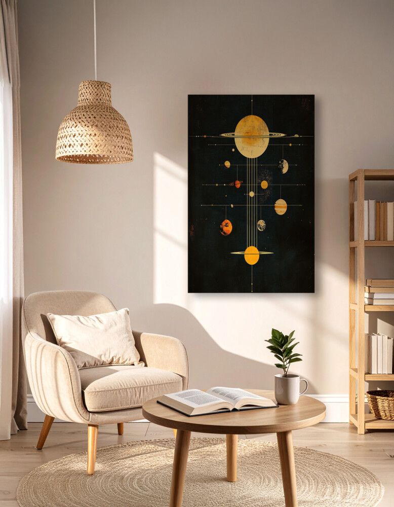 Hljóðvistarmynd sólkerfi dökk 800x1220x20 mm InEx