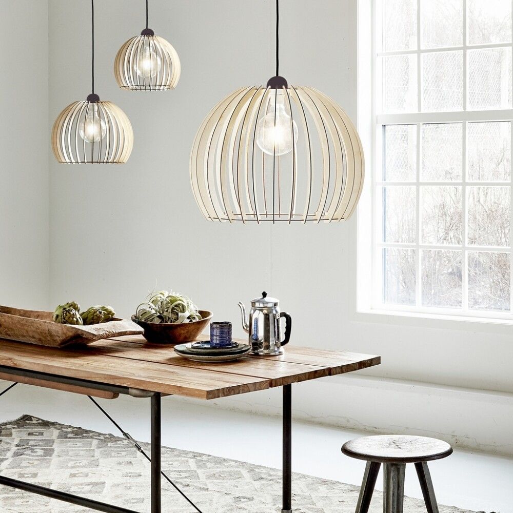 Hangandi ljós E27 Chino viður Ø40 cm