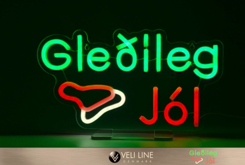 Neon skilti Gleðileg Jól 35x20cm