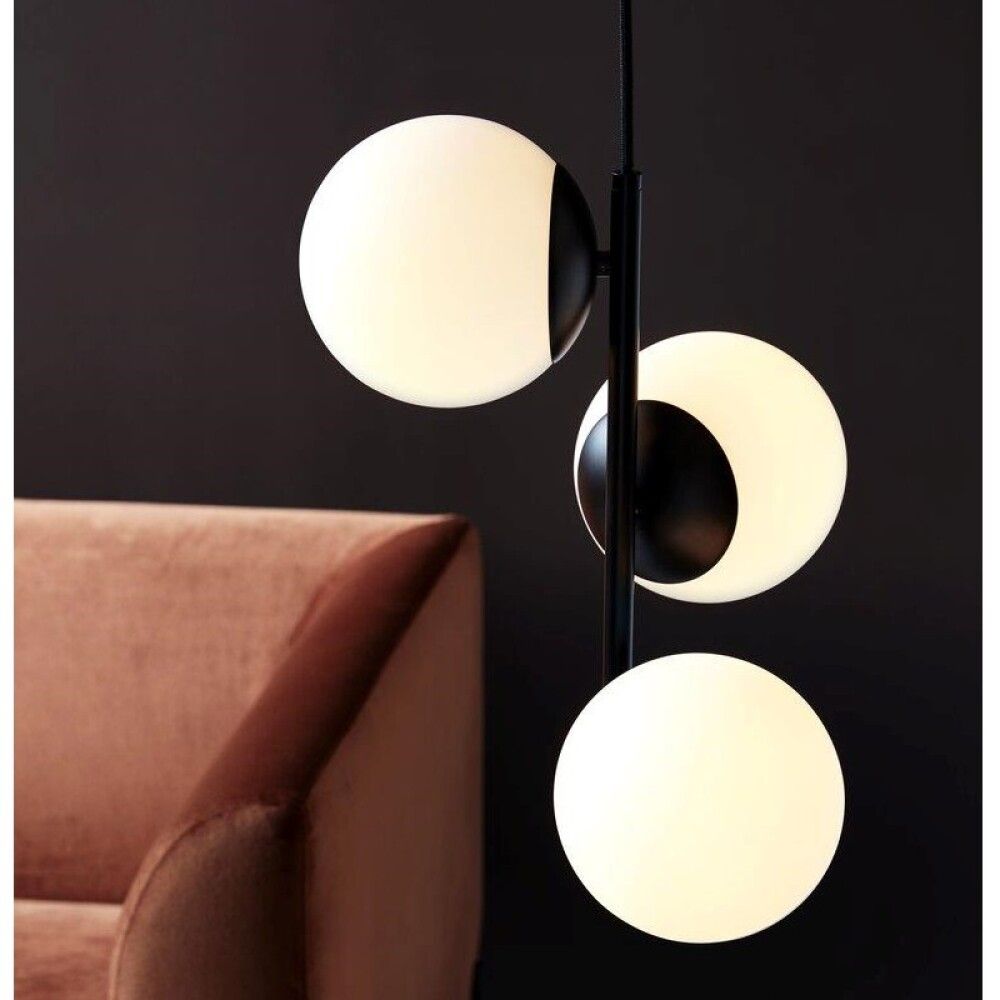 Hangandi ljós E14 Lilly svart/ópal 37 cm