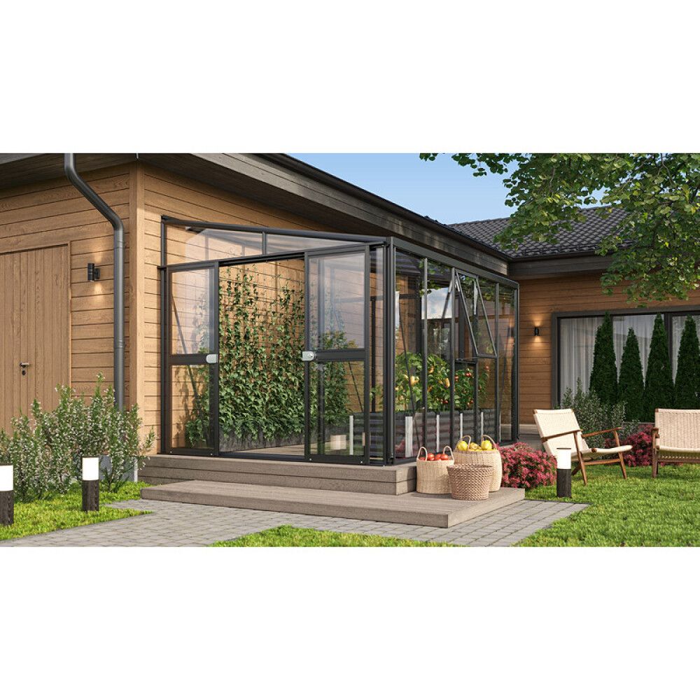 Gróðurhús Helena2 8,6 m² svart 3 mm hert gler