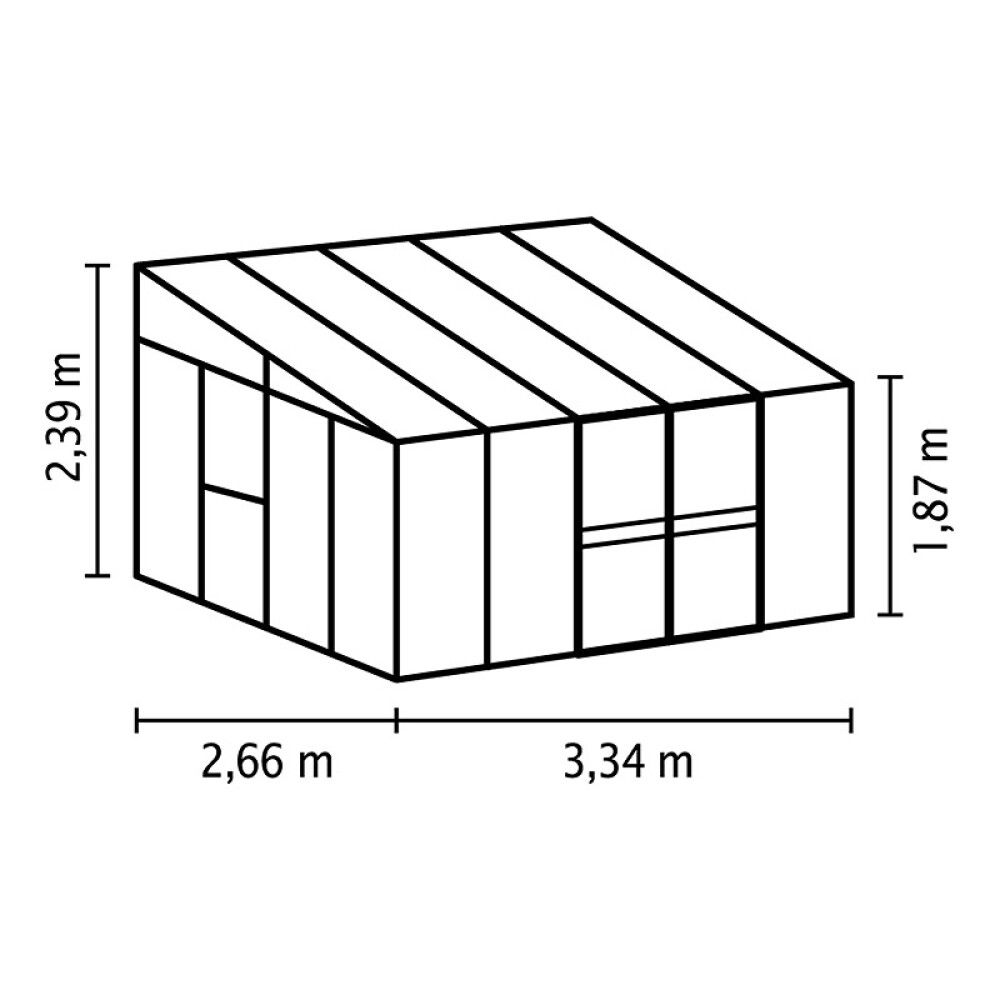 Gróðurhús Helena2 8,6 m² svart 3 mm hert gler