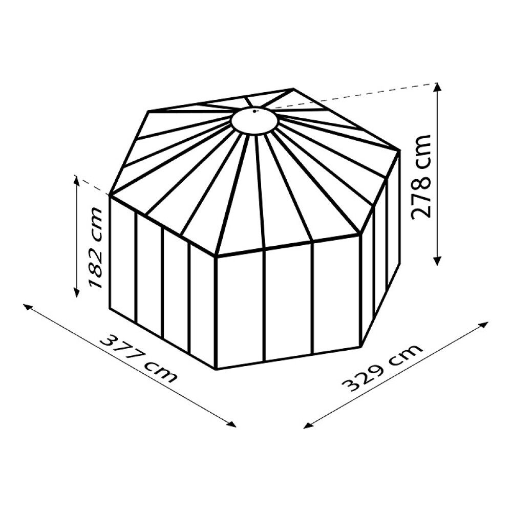 Gróðurhús Hera 2 9 m² svart 3 mm 3 mm hert gler og polyþak