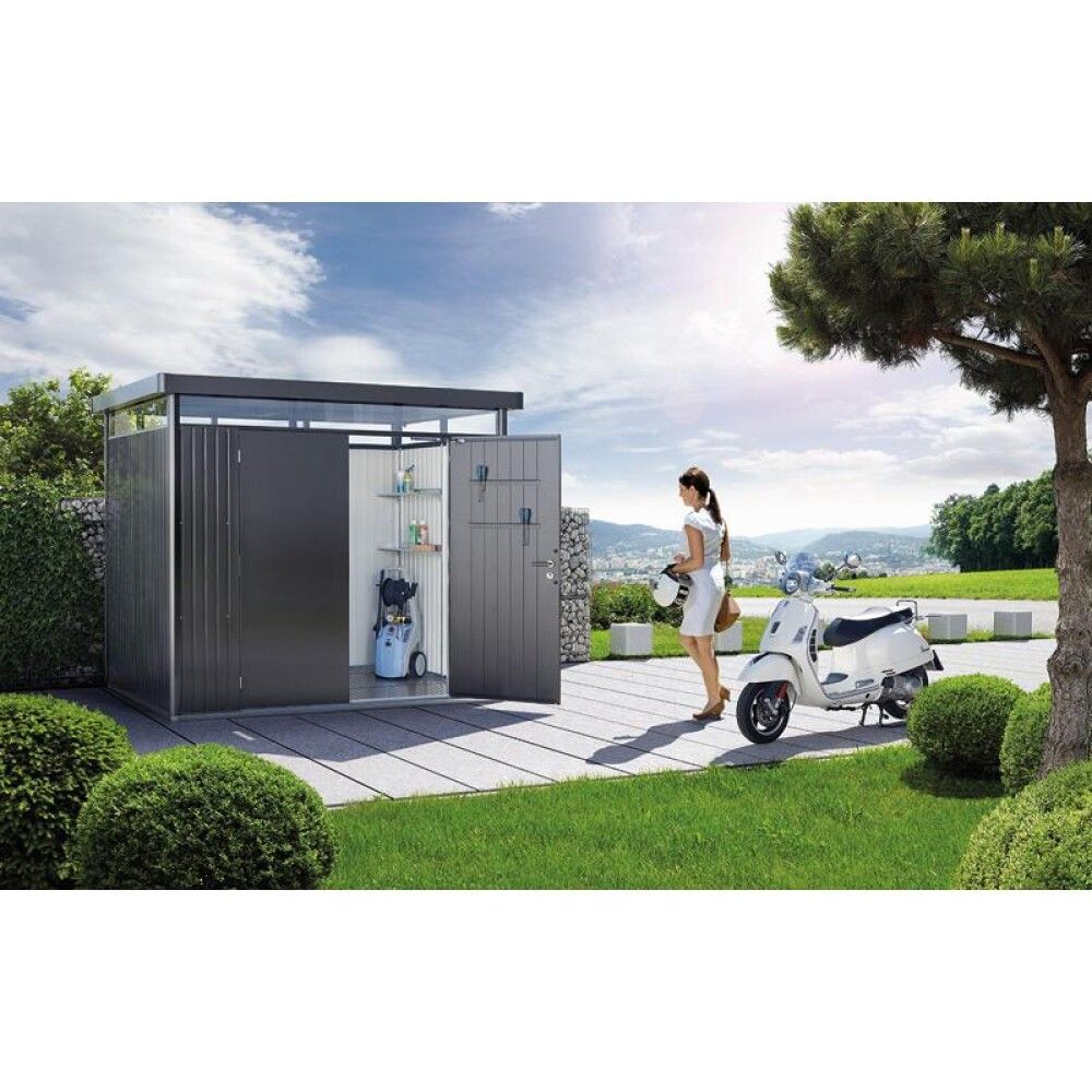 Geymsluskúr 6,35m² Highline H4 dök grár tvöföld hurð