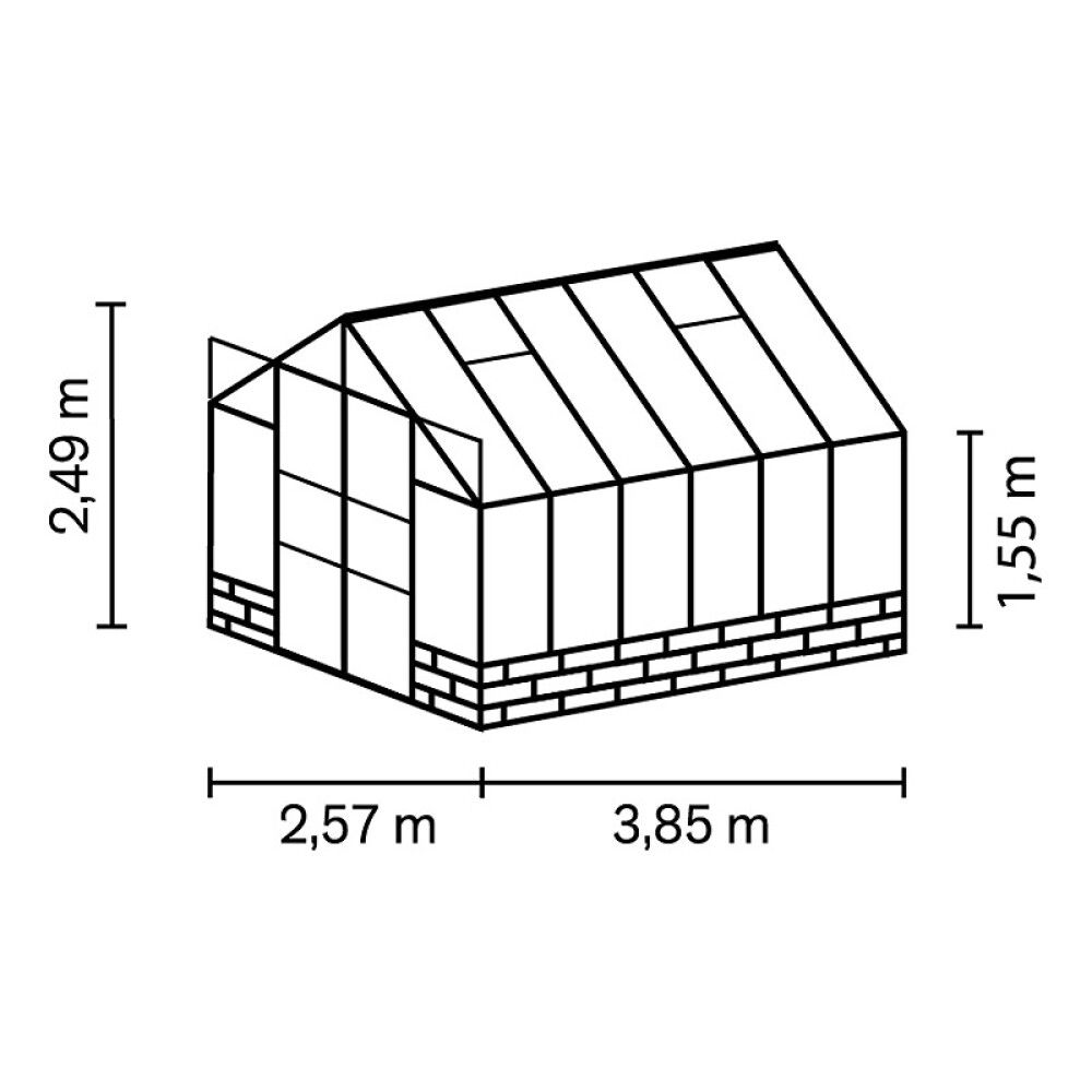 Gróðurhús Cassandra 9,9 m² svart 3 mm hert gler