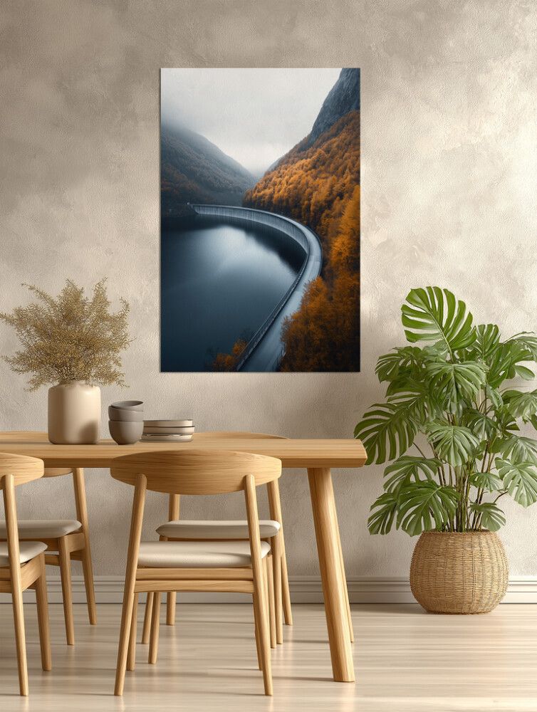 Hljóðvistarmynd landslag vatn skógur 800x1220x20 mm InEx