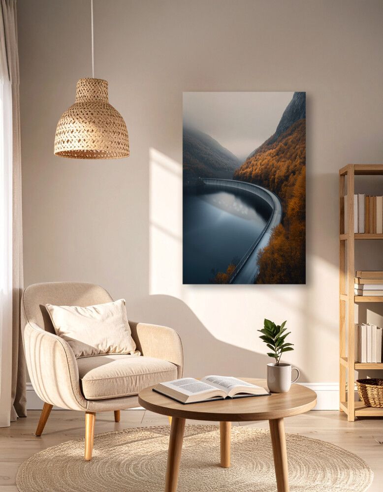 Hljóðvistarmynd landslag vatn skógur 800x1220x20 mm InEx