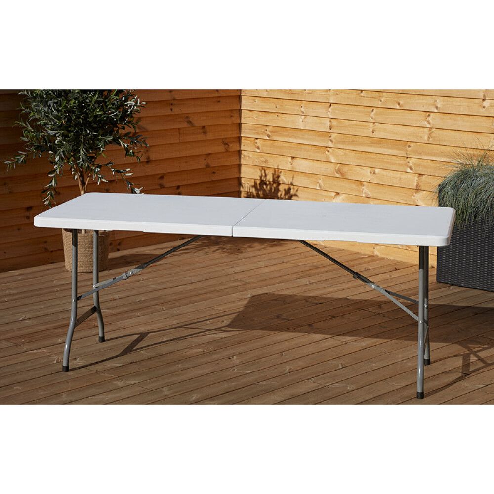 Garðborð 180 cm samanbrjótanlegt hvítt
