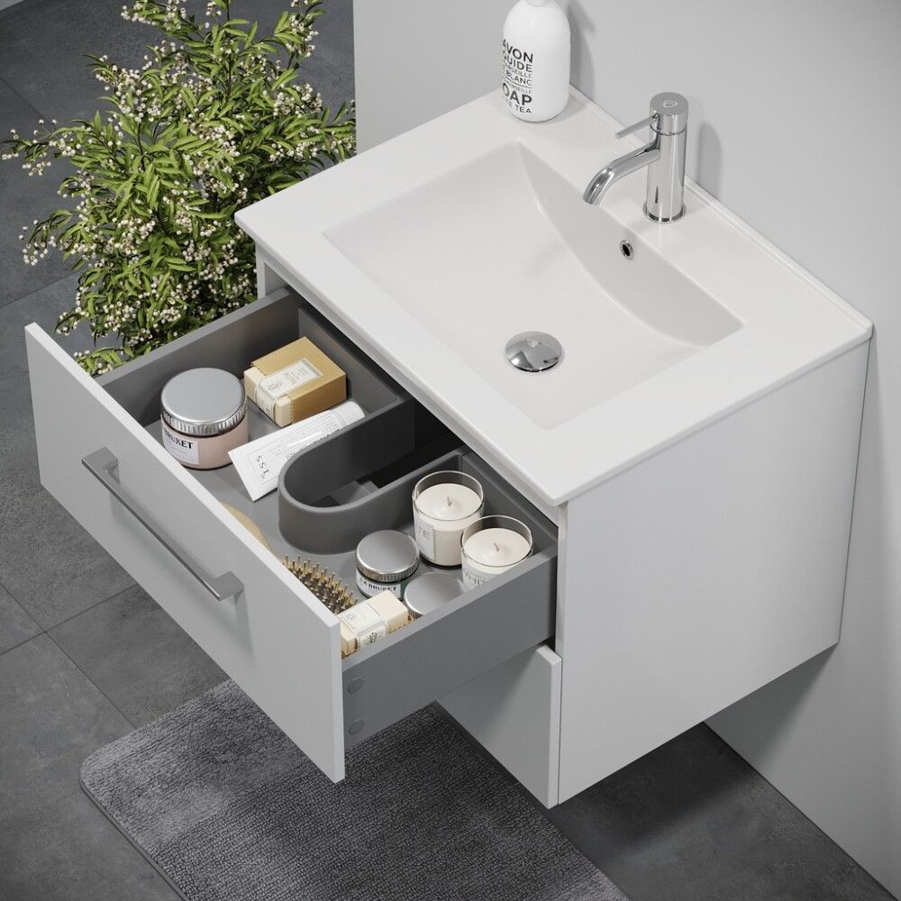 Baðinnrétting með handlaug 60 cm hvít Camden