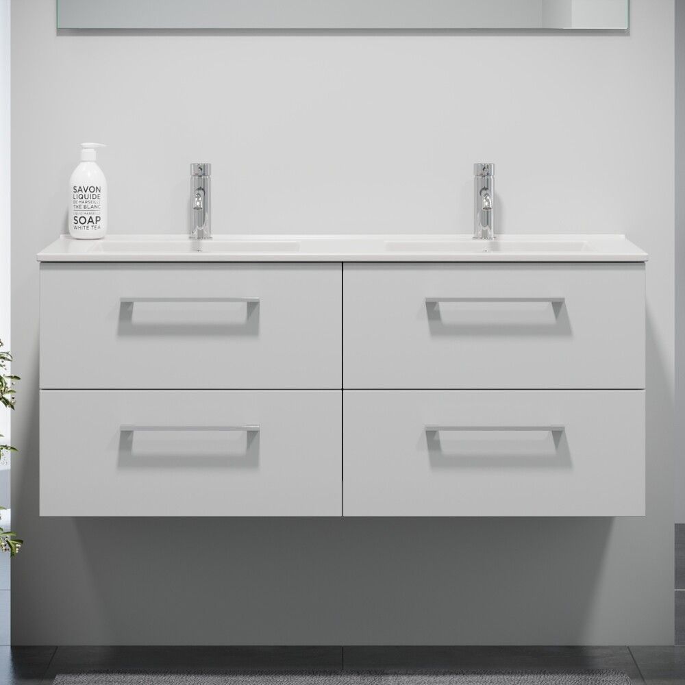 Baðinnrétting tvöföld handlaug 120 cm Camden hvít