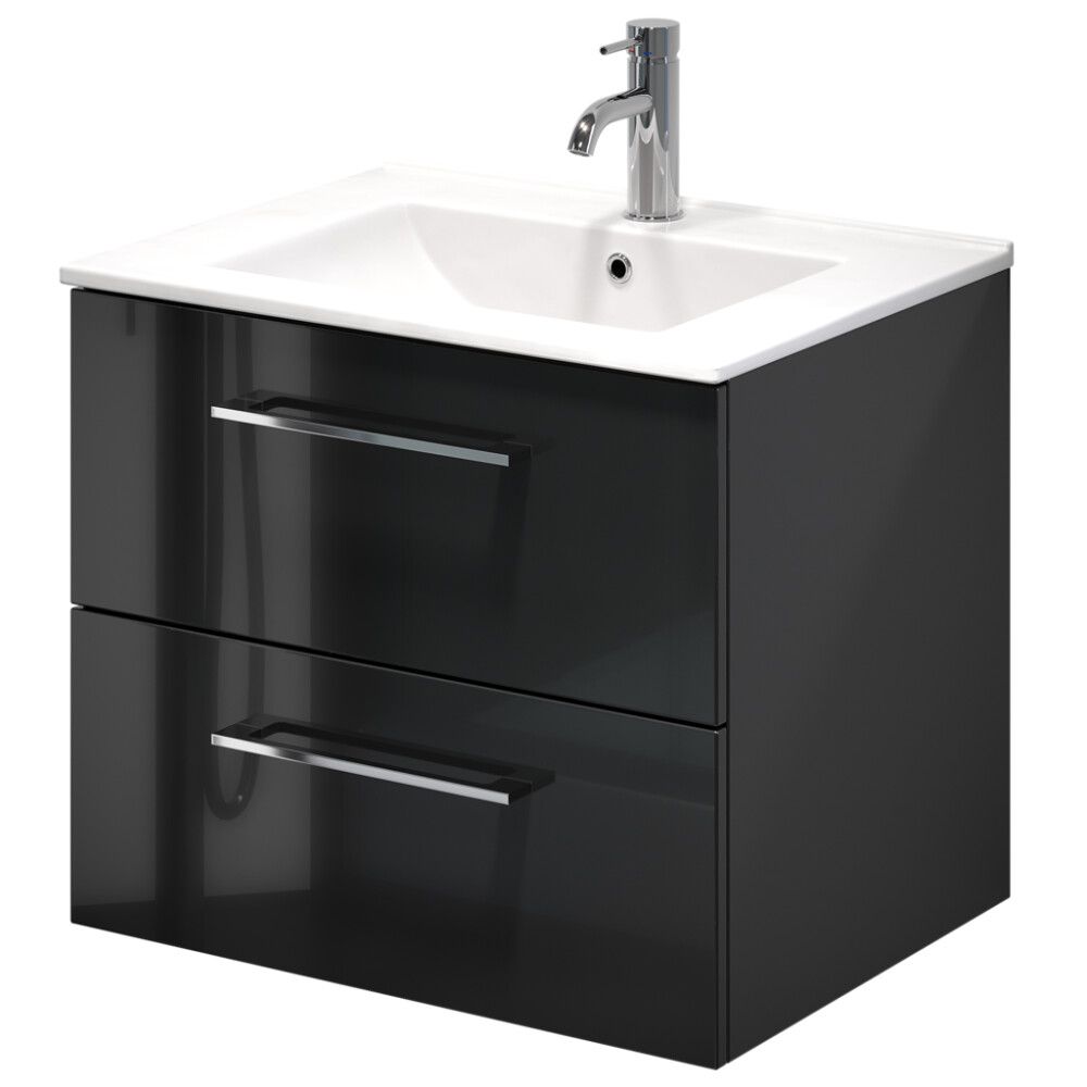 Baðinnrétting með handlaug 60 cm svört Camden