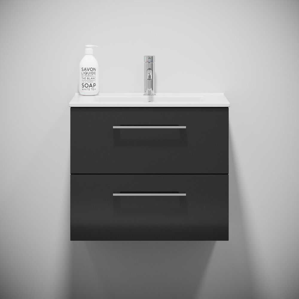 Baðinnrétting með handlaug 60 cm svört Camden
