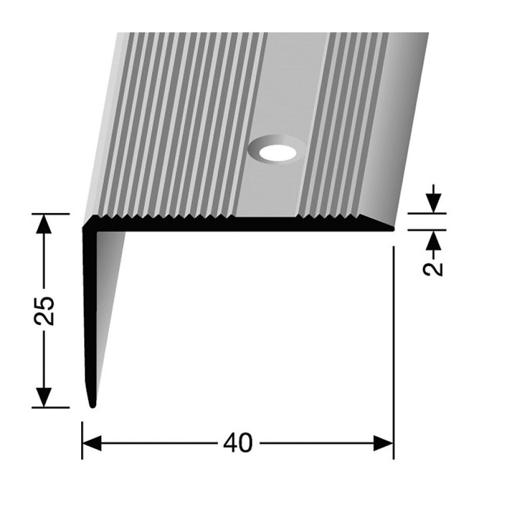 Frágangslisti vinkillisti 100x4x2,5 cm Logoclic silfur