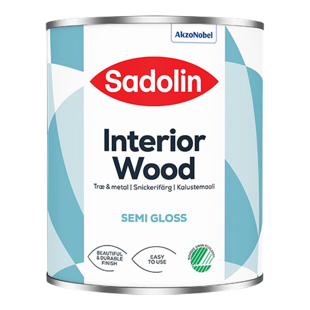 Viðar- & málmmálning hálfglans 40% 0,75L hvít Sadolin