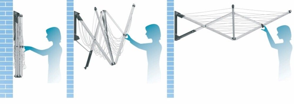 Þvottasnúra vegghengd með loki 182x182 cm Brabantia
