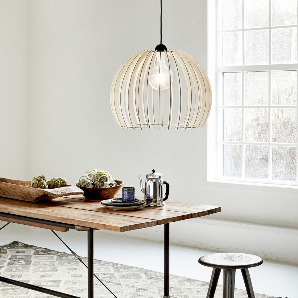 Hangandi ljós E27 Chino viður Ø40 cm