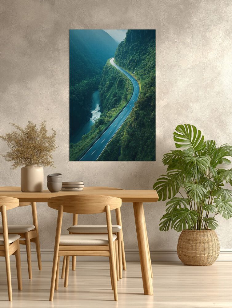 Hljóðvistarmynd landslag vegur skógur 800x1220x20 mm InEx